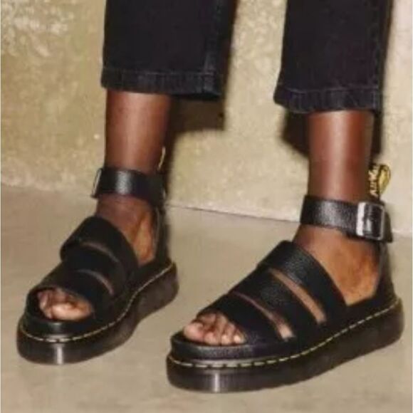 BRAND NEW DR MARTENS RICKI NAPPA LUX LEATHET 3-STRAP PLATFORM SANDAL - Picture 1 of 16